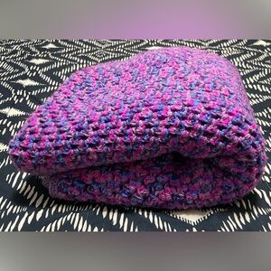 Purple Blue Pink Handmade Crochet Blanket